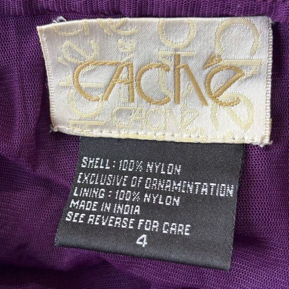 Cache Purple Sequined Halter Dress Stretch Bodycon Fully Lined size 4 - Picture 4 of 15